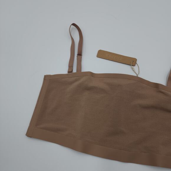 Skims Powermesh Bandeau Bralette In Sienna Size Large - Picture 3 of 6